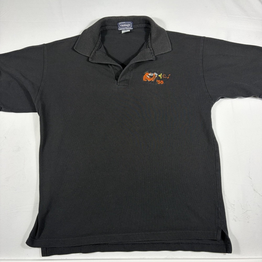 Vantage Custom Classic Polo Shirt Mens M Black 1955 Princeton University Popover